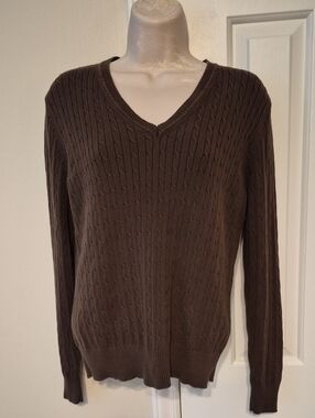 Kim Rogers Brown Crew Neck Pullover Sweater size Med